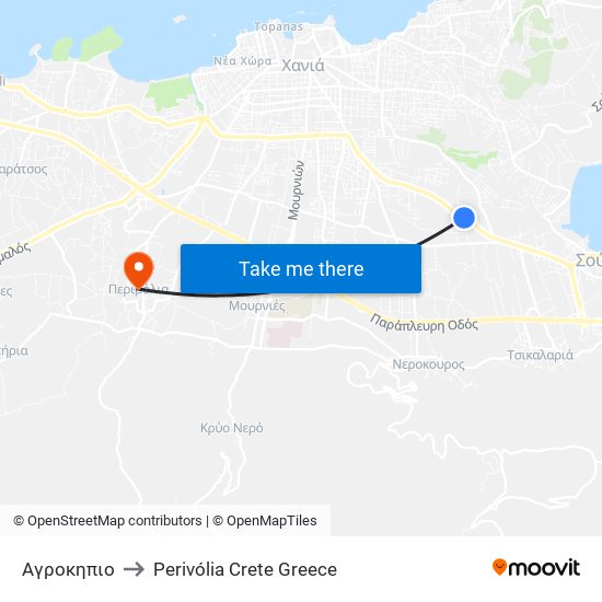 Αγροκηπιο to Perivólia Crete Greece map