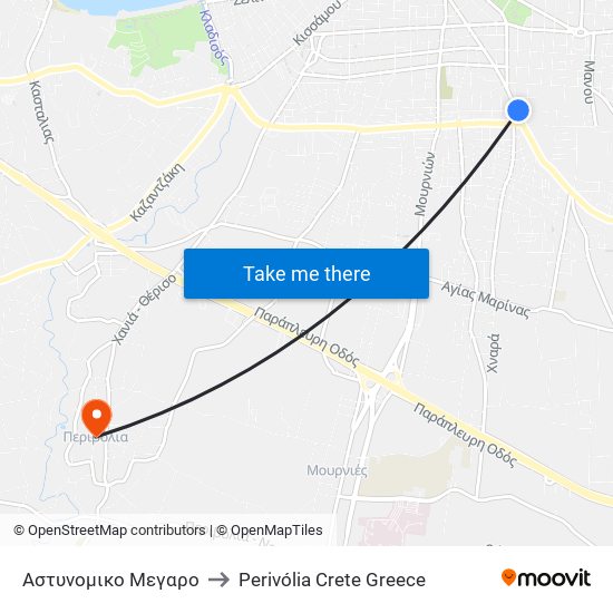 Αστυνομικο Μεγαρο to Perivólia Crete Greece map