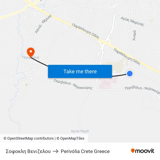 Σοφοκλη Βενιζελου to Perivólia Crete Greece map