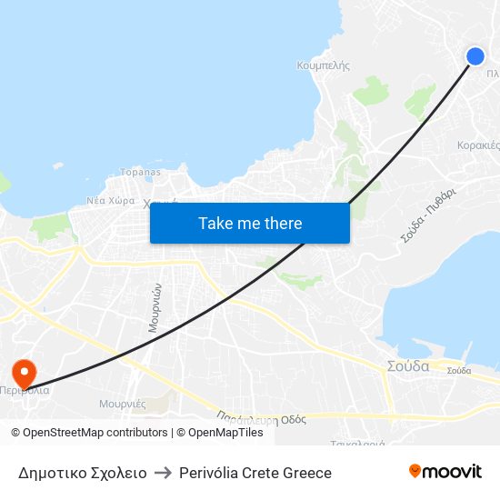 Δημοτικο Σχολειο to Perivólia Crete Greece map