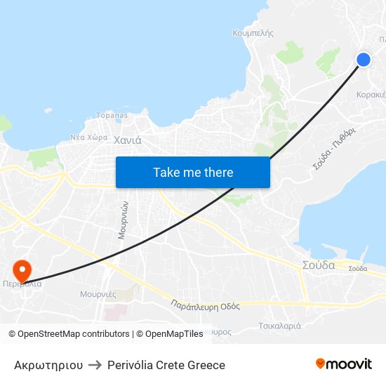 Ακρωτηριου to Perivólia Crete Greece map