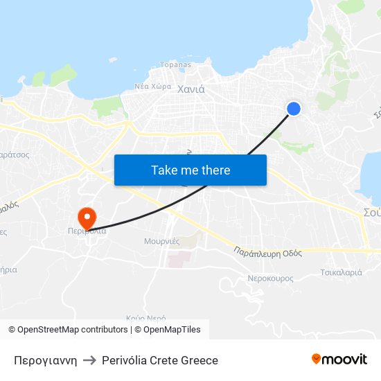 Περογιαννη to Perivólia Crete Greece map