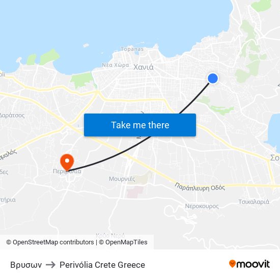 Βρυσων to Perivólia Crete Greece map