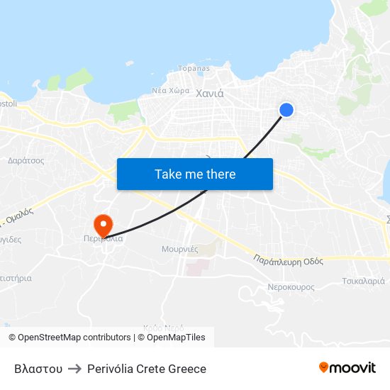 Βλαστου to Perivólia Crete Greece map