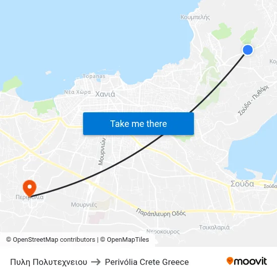 Polytechnic Gate to Perivolia Crete Greece map