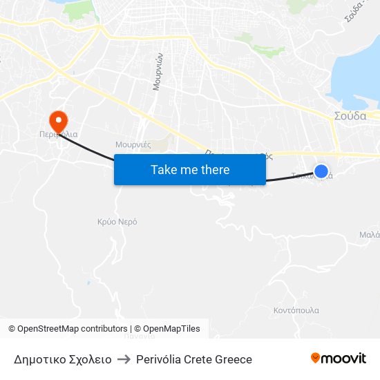 Δημοτικο Σχολειο to Perivólia Crete Greece map