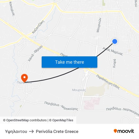 Υψηλαντου to Perivólia Crete Greece map