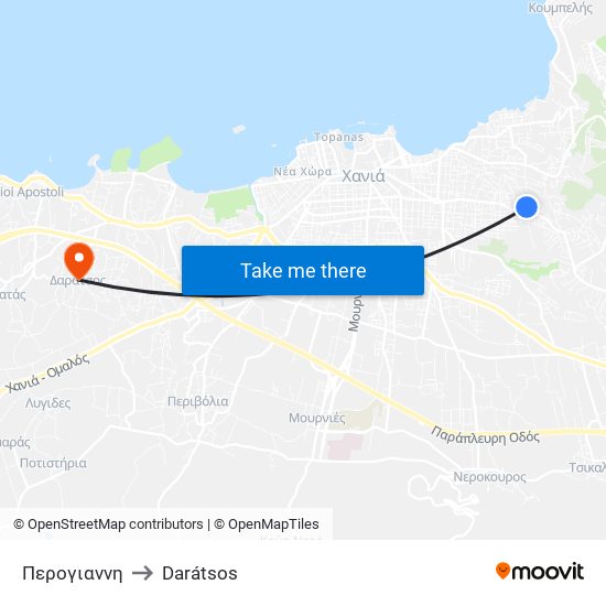 Περογιαννη to Darátsos map