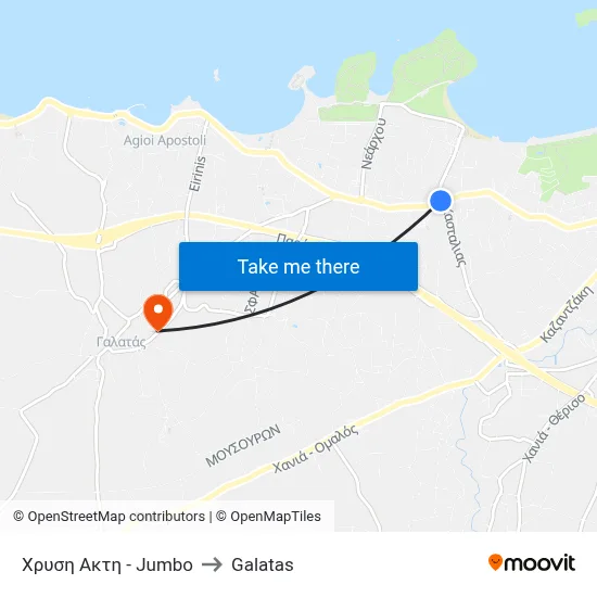 Chrysi Akti - Jumbo to Galatas map