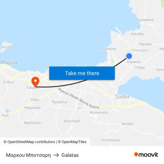 Μαρκου Μποτσαρη to Galatas map