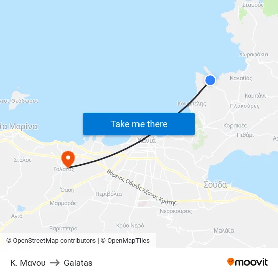 K. Manou to Galatas map