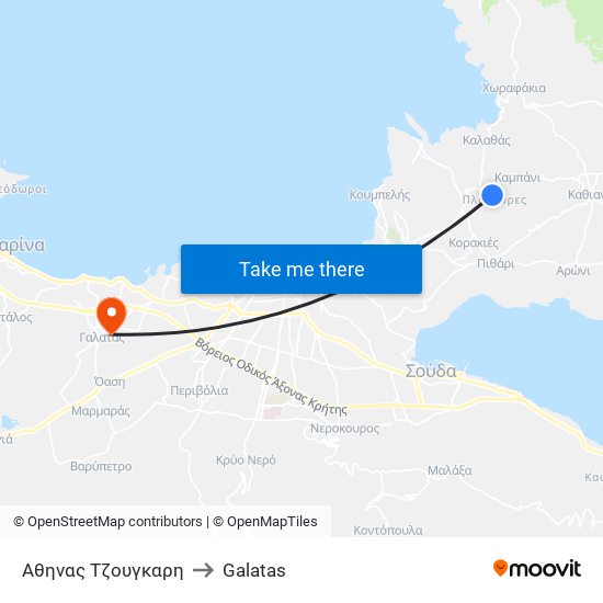 Αθηνας Τζουγκαρη to Galatas map