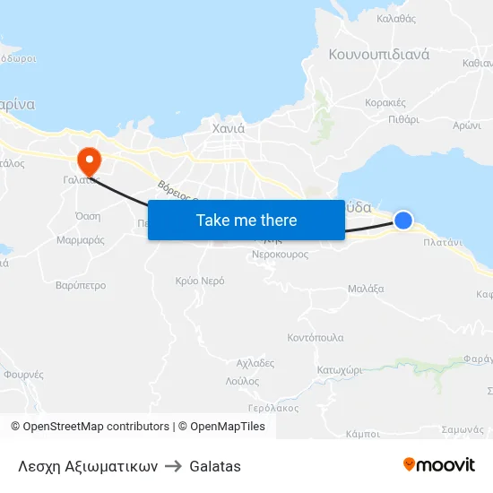 Officers Club to Galatas map