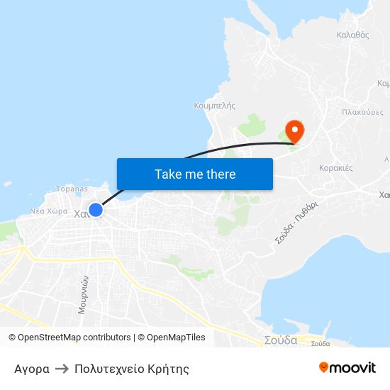 Αγορα to Πολυτεχνείο Κρήτης map