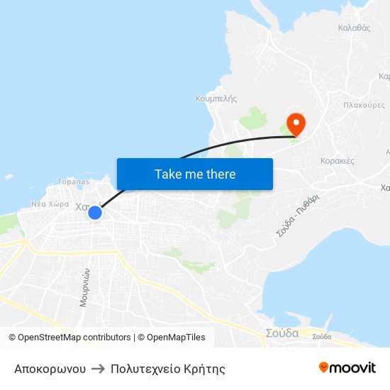 Αποκορωνου to Πολυτεχνείο Κρήτης map