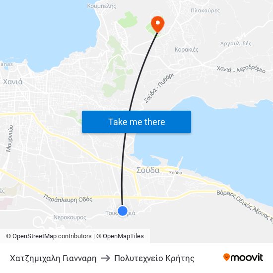 Χατζημιχαλη Γιανναρη to Πολυτεχνείο Κρήτης map