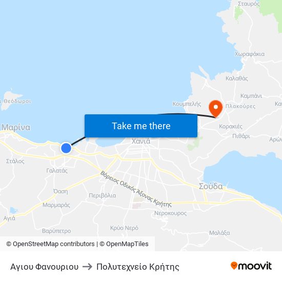 Αγιου Φανουριου to Πολυτεχνείο Κρήτης map