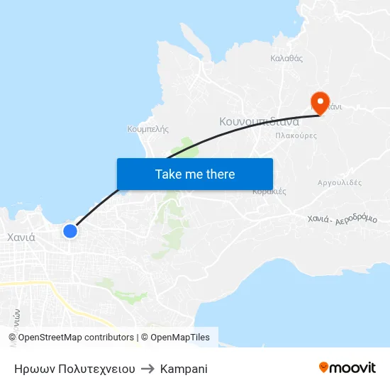 Polytechniou Heroes to Kampani map