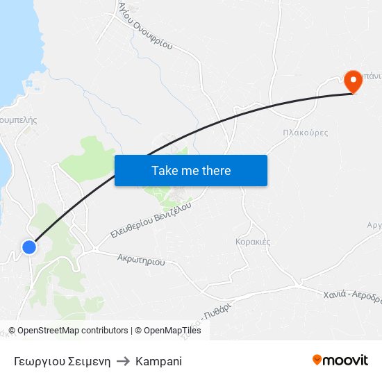 Γεωργιου Σειμενη to Kampani map