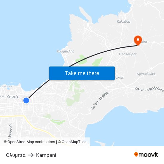 Ολυμπια to Kampani map