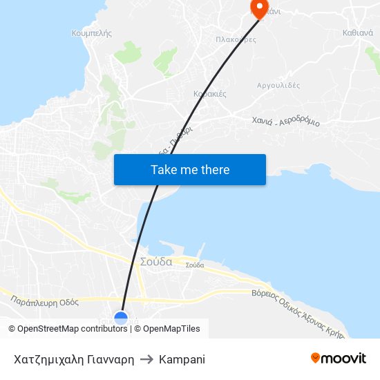 Χατζημιχαλη Γιανναρη to Kampani map