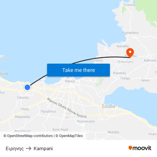 Ειρηνης to Kampani map