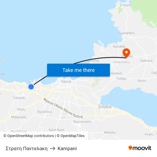 Strati Pantelaki to Kampani map
