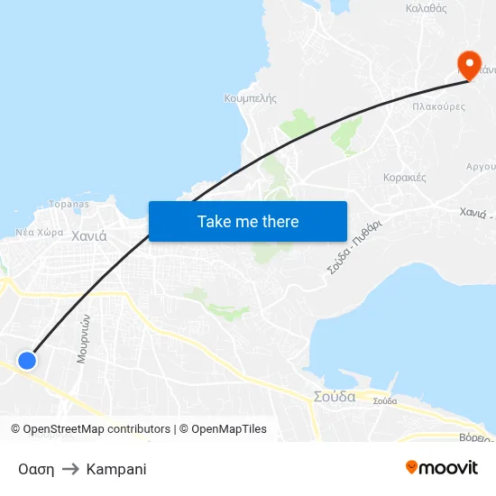 Oasis to Kampani map