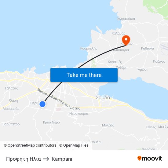 Προφητη Ηλια to Kampani map