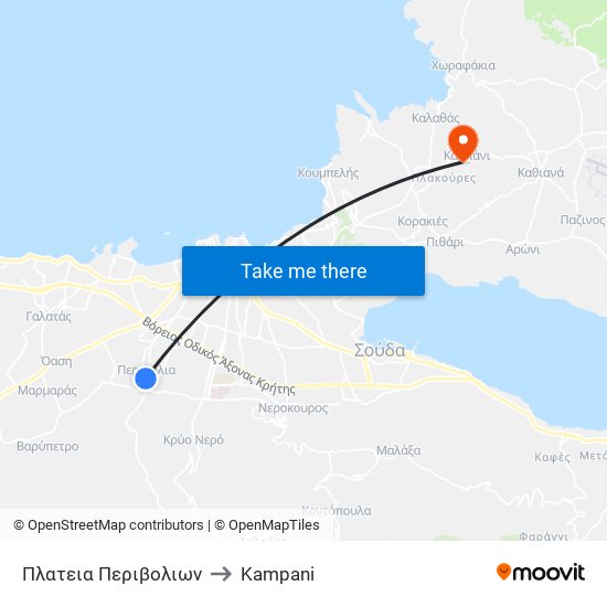 Πλατεια Περιβολιων to Kampani map