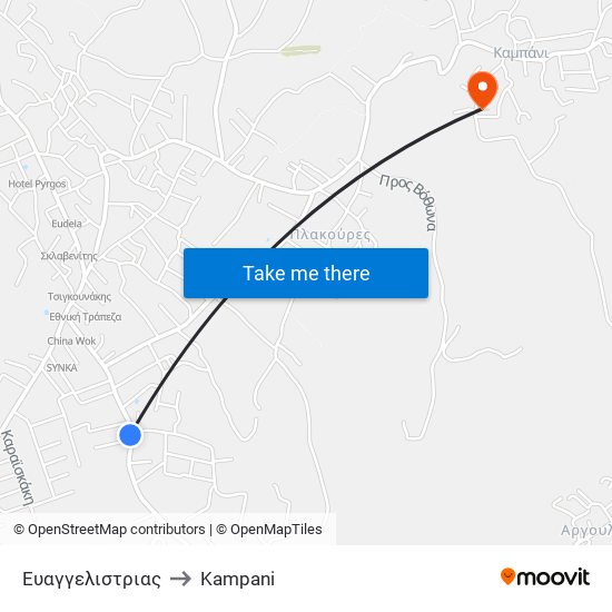 Ευαγγελιστριας to Kampani map