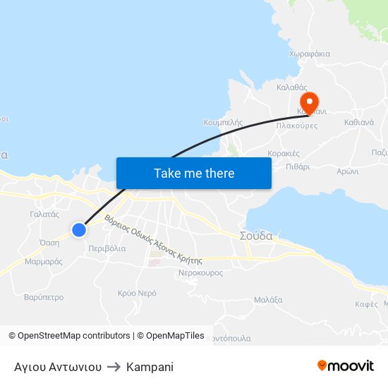 Αγιου Αντωνιου to Kampani map