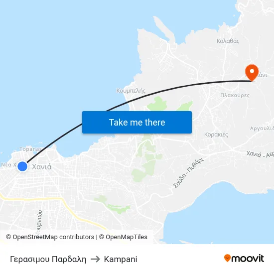 Gerasimou Pardali to Kampani map