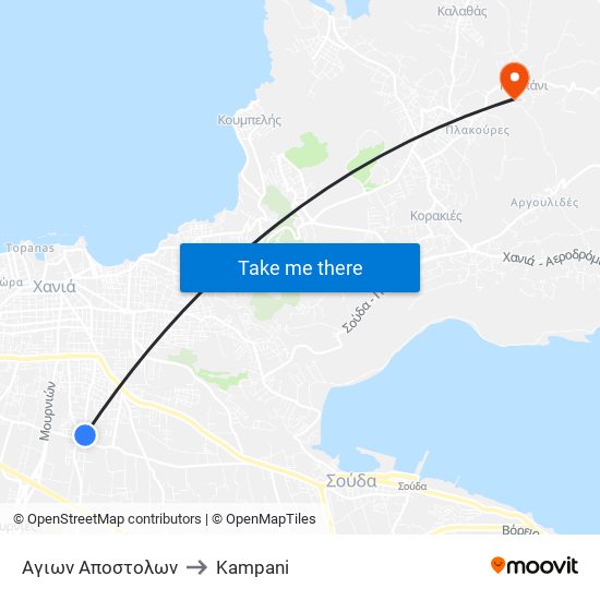 Αγιων Αποστολων to Kampani map