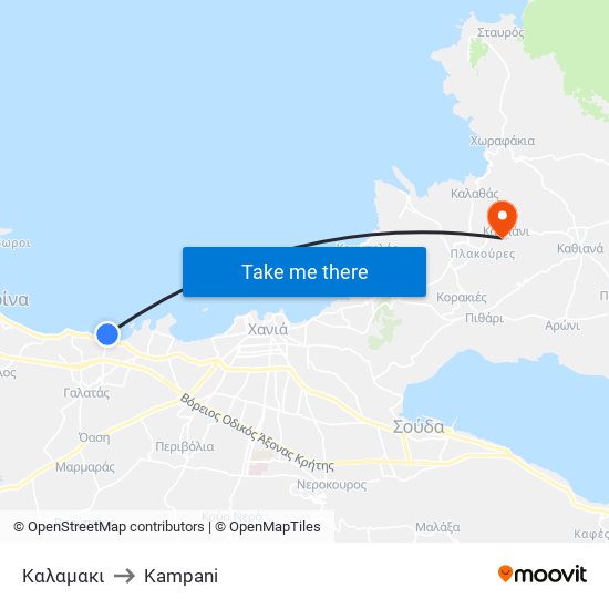 Καλαμακι to Kampani map