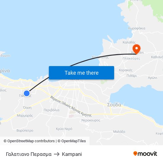 Γαλατιανο Περασμα to Kampani map