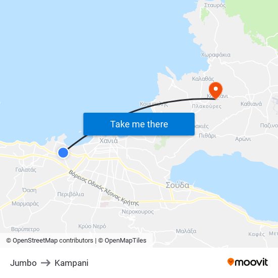 Jumbo to Kampani map