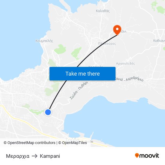 Μεραρχια to Kampani map