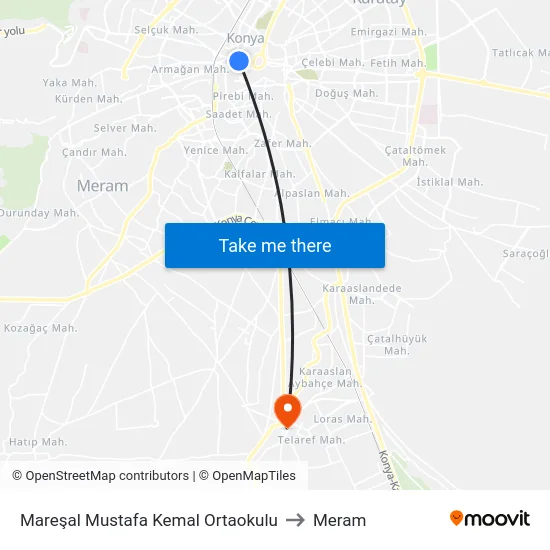 Mareşal Mustafa Kemal Ortaokulu to Meram map