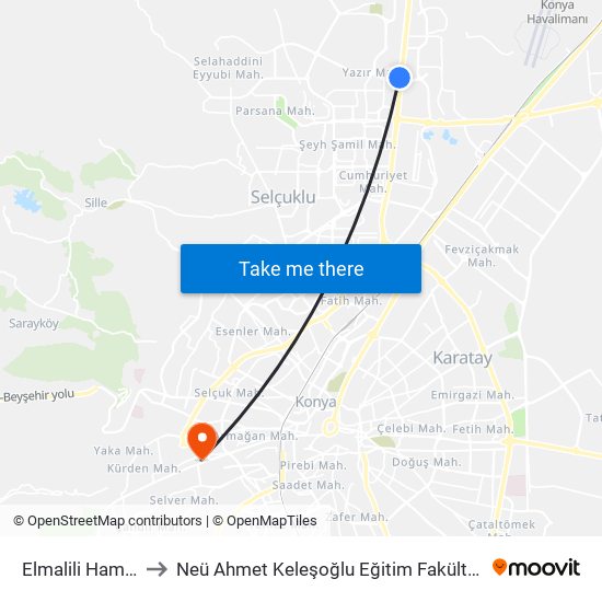 Elmalili Hamdi to Neü Ahmet Keleşoğlu Eğitim Fakültesi map