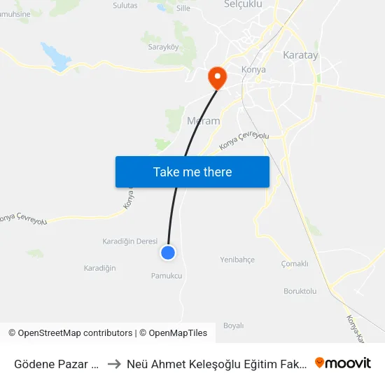 Gödene Pazar Yeri to Neü Ahmet Keleşoğlu Eğitim Fakültesi map
