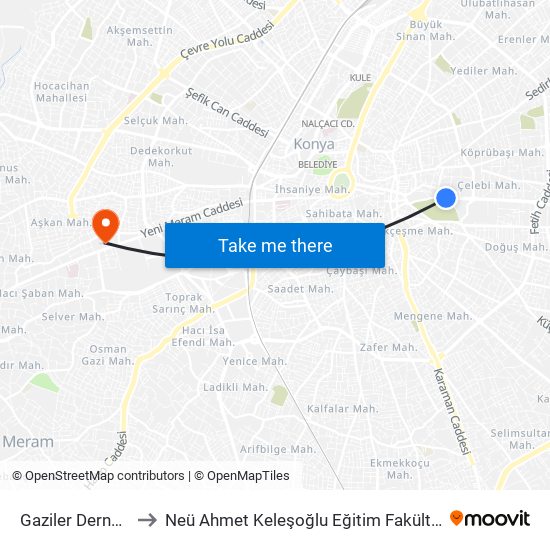 Gaziler Derneği to Neü Ahmet Keleşoğlu Eğitim Fakültesi map