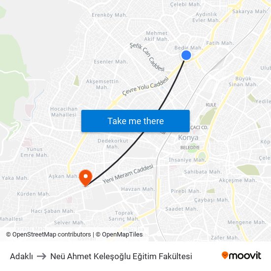 Adaklı to Neü Ahmet Keleşoğlu Eğitim Fakültesi map