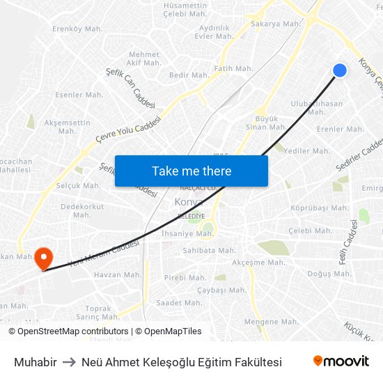 Muhabir to Neü Ahmet Keleşoğlu Eğitim Fakültesi map