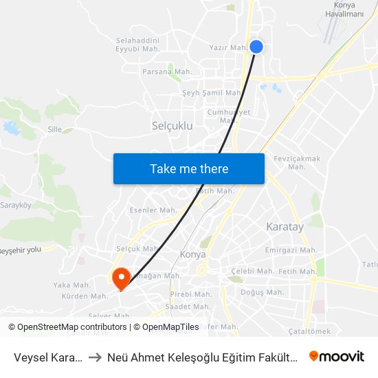 Veysel Karani to Neü Ahmet Keleşoğlu Eğitim Fakültesi map