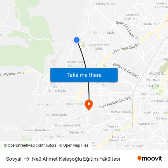 Sosyal to Neü Ahmet Keleşoğlu Eğitim Fakültesi map