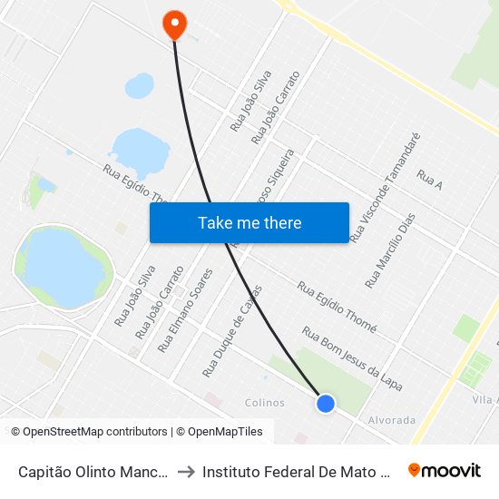 Capitão Olinto Mancini - Sertão to Instituto Federal De Mato Grosso Do Sul map
