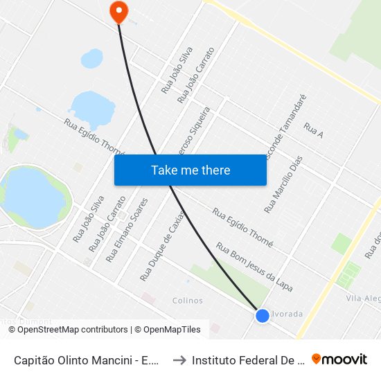 Capitão Olinto Mancini - E.M. Profª Maria Eulalia Vieira to Instituto Federal De Mato Grosso Do Sul map