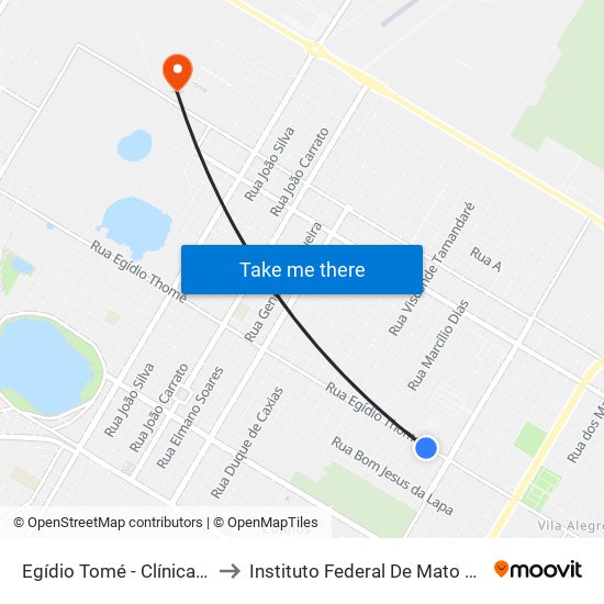Egídio Tomé - Clínica Da Criança to Instituto Federal De Mato Grosso Do Sul map