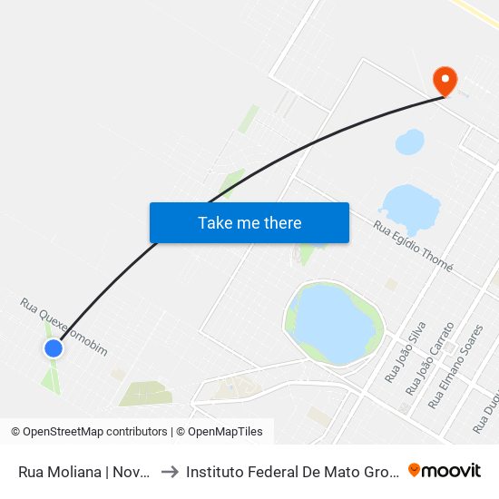 Rua Moliana | Novo Oeste to Instituto Federal De Mato Grosso Do Sul map